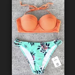 Cupshe Orange and Palm Printed Bikini